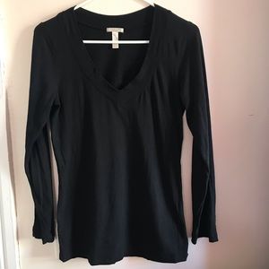 Vixen Long Sleeve T Shirt Black Solid Women's Top